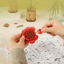 Charger l'image dans la galerie, Puzzle 3D en bois à monter soi-même - Red camellia (ROWOOD)