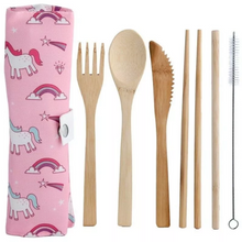 Load image into Gallery viewer, Set de couverts en bambou - Licorne