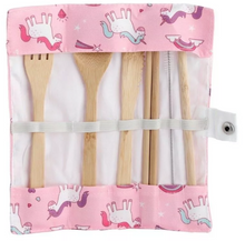Load image into Gallery viewer, Set de couverts en bambou - Licorne