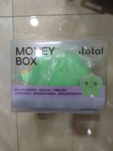 Load image into Gallery viewer, Vue arrière de la tirelire dinosaure avec l'inscription Money Box sur la boîte