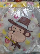Charger l'image dans la galerie, Charlotte de douche imperméable avec motif de singe kawaii au chapeau marron