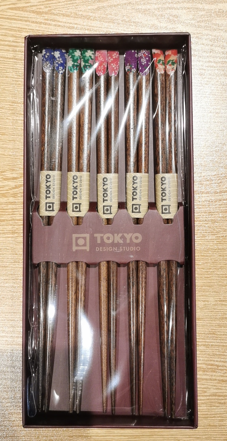 Box of 5 Pairs of Flower Chopsticks - Tokyo Design Studio