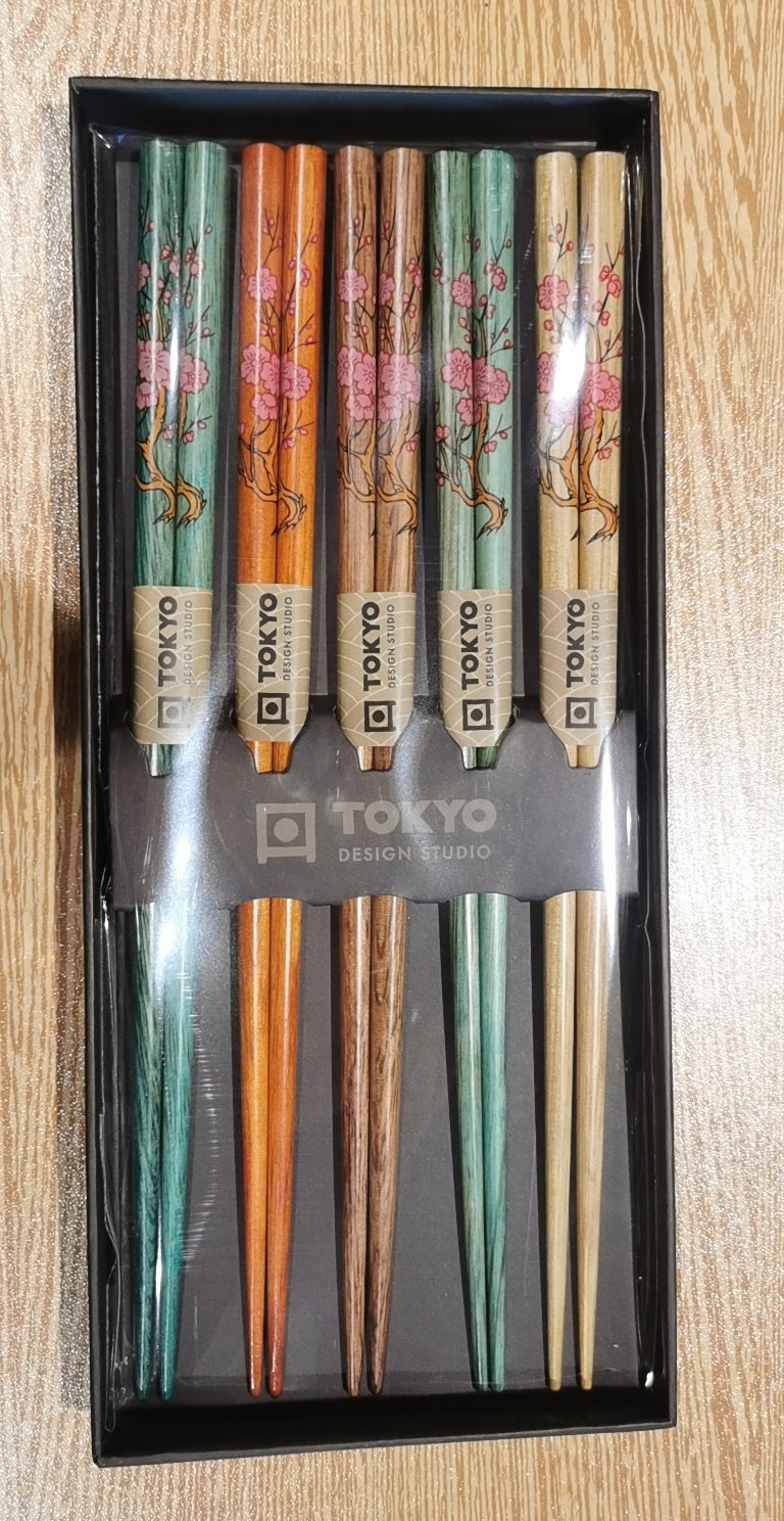 Box of 5 Pairs of Sakura Chopsticks - Tokyo Design Studio