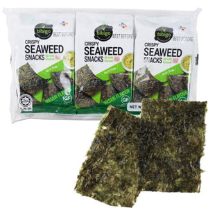 Hot &amp; Tangy dried seaweed sheets - wasabi 3*5G (BIBIGO)