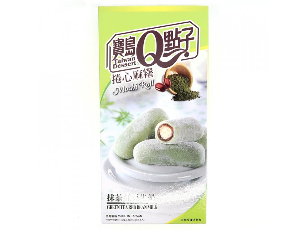 Mochi Roll - Thé vert et Haricot rouge au lait 5pcs - 150G (TAIWAN DESSERT Q)