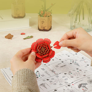 Puzzle 3D en bois à monter soi-même - Pink lily (ROWOOD)