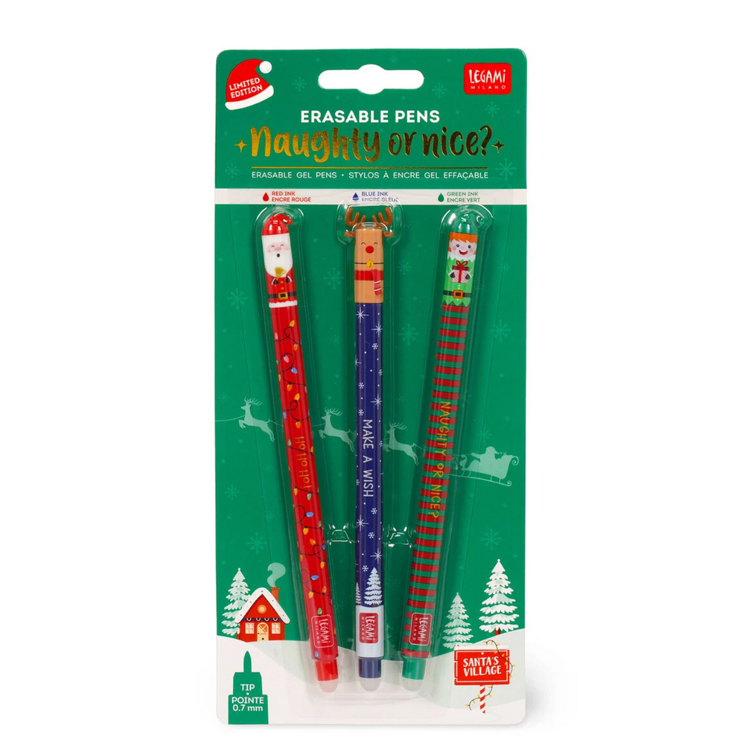 Set de 3 Stylos à Encre Gel Effaçable - Erasable Pen - NOËL (LEGAMI)