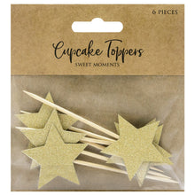 Load image into Gallery viewer, PartyDeco Cupcake Toppers Étoiles - Or Set/6
