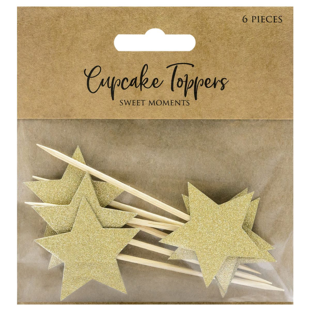 PartyDeco Cupcake Toppers Étoiles - Or Set/6