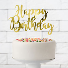 Load image into Gallery viewer, PartyDeco Cake Topper - Happy Birthday - Or
