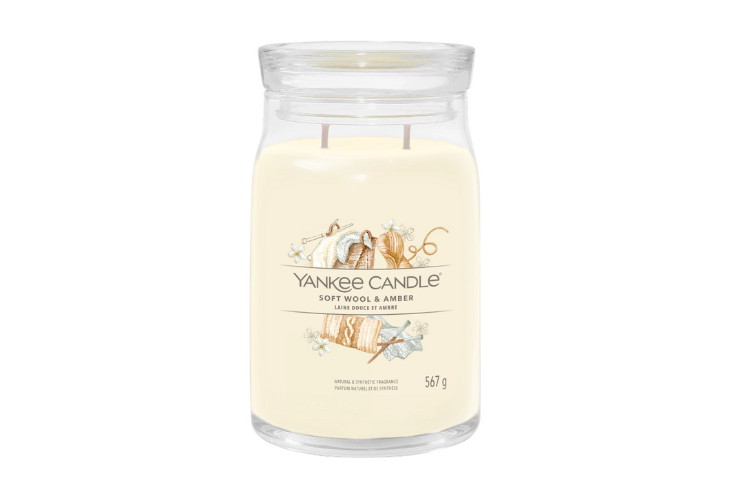 Bougie grande jarre Soft Wool & Amber - Laine Douce et Ambre (YANKEE CANDLE) 567G