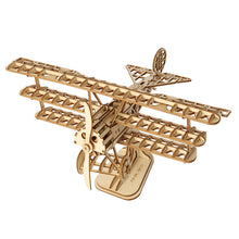 Load image into Gallery viewer, Rolife Airplane - Biplan en bois assemblé, vue d'ensemble
