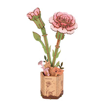 Load image into Gallery viewer, Rowood Pink Carnation - Fleur en bois montée, vue détourée

