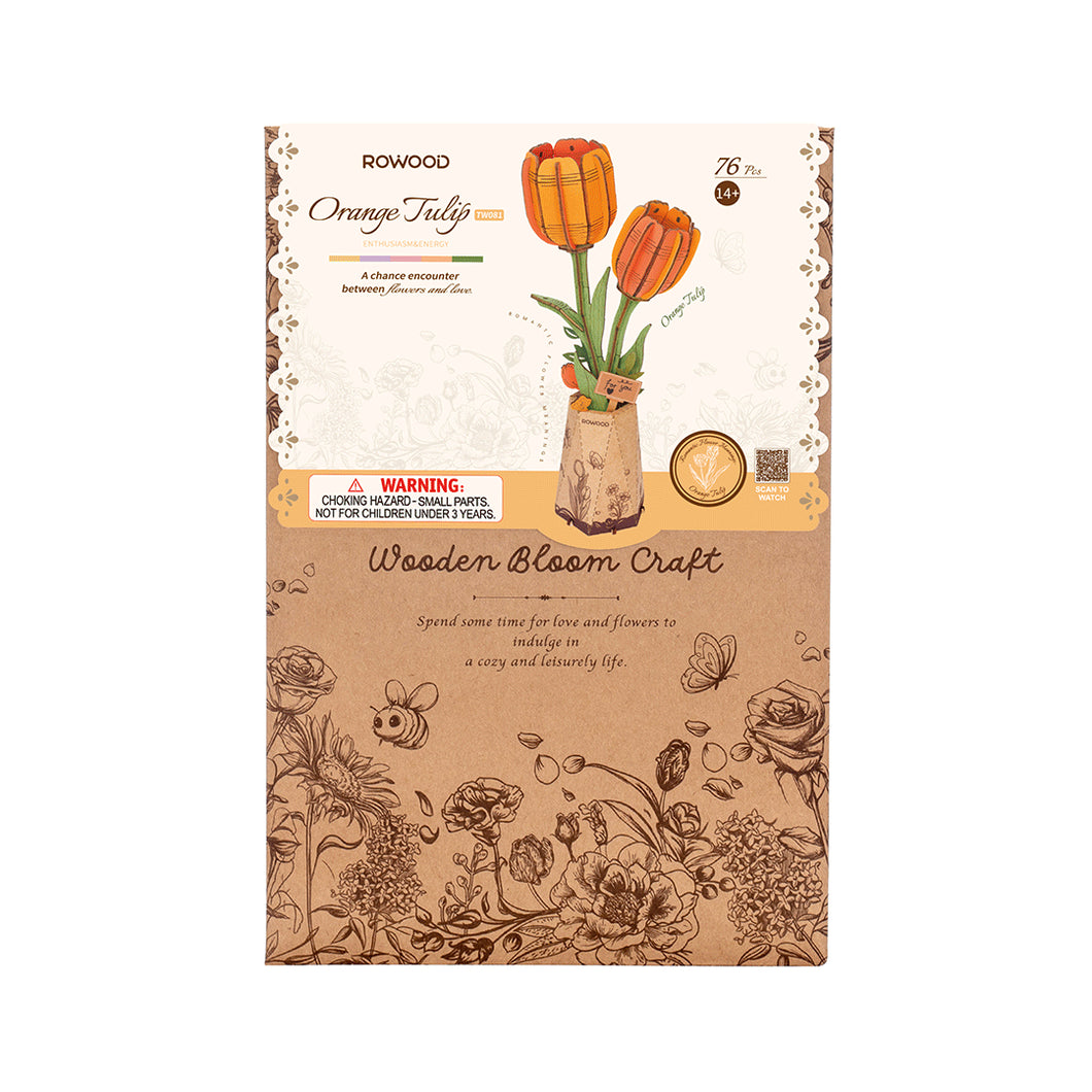 Puzzle 3D en bois à monter soi-même - Orange tulip (ROWOOD)