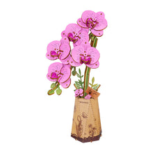 Load image into Gallery viewer, Rowood Purple Moth Orchid - Orchidée en bois montée, vue détourée
