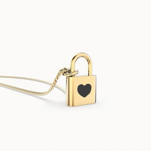 Collier plaqué or 18 carats CHOCLI "love lock" - cadenas avec cœur