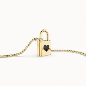 Collier plaqué or 18 carats CHOCLI "love lock" - cadenas avec cœur