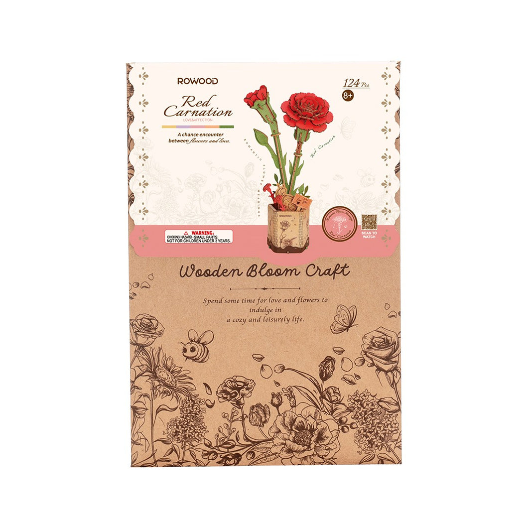 Puzzle 3D en bois à monter soi-même - Red carnation (ROWOOD)