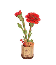 Charger l&#39;image dans la galerie, Puzzle 3D en bois à monter soi-même - Red carnation (ROWOOD)
