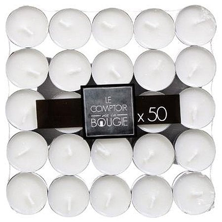 Set of 50 tealight candles - basic white