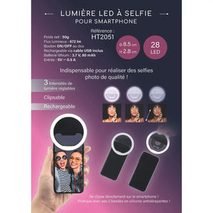 Lumière LED selfie rechargeable pour smartphone