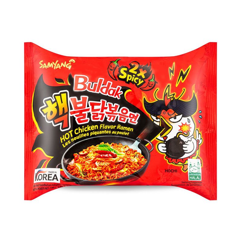 Buldak ramen noodles in individual bag - Spicy chicken x2 140G (SAMYANG)