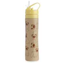 Load image into Gallery viewer, Collapsible Reusable Silicone Bottle with Mopps Straw - Pug Dog 600ml
