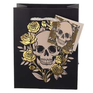 Skulls &amp; roses metallic gift bag - Skulls (Small)
