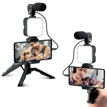 Load image into Gallery viewer, LED light and microphone on tripod for photos and videos
