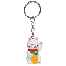 Load image into Gallery viewer, Maneki Neko Keychain - White Lucky Cat

