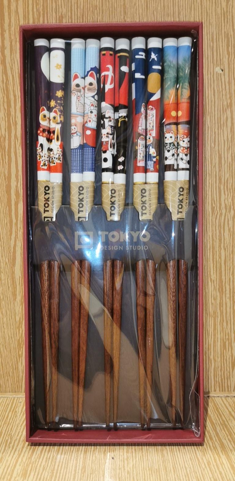 Box LuckyCat 5 Pairs of Chopsticks - Tokyo Design Studio