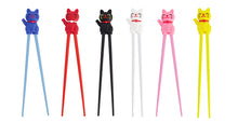 Load image into Gallery viewer, Pair of learning chopsticks for children - Lucky cat (several colors)
