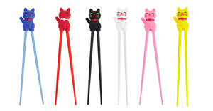 Pair of learning chopsticks for children - Lucky cat (several colors)