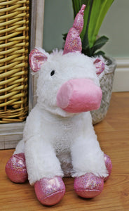 Plush unicorn door stopper - pink and white