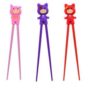 Pair of learning chopsticks for children - Pig (several colors)