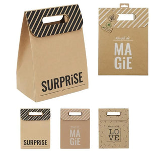 Foldable kraft paper gift bag "Filled with magic" - several colors (random)