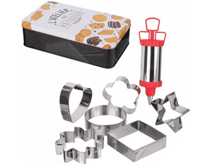 Metal box pastry kit with cookie cutters + filling syringe - (LILI COOK)